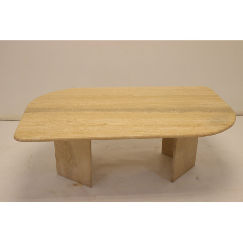 Vintage Travertine marble coffee table, France 1960