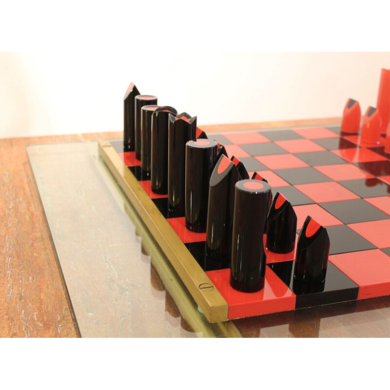 Vintage Glass Chess Game Murano by Mario Ticco for VeArt, Italy, 1983