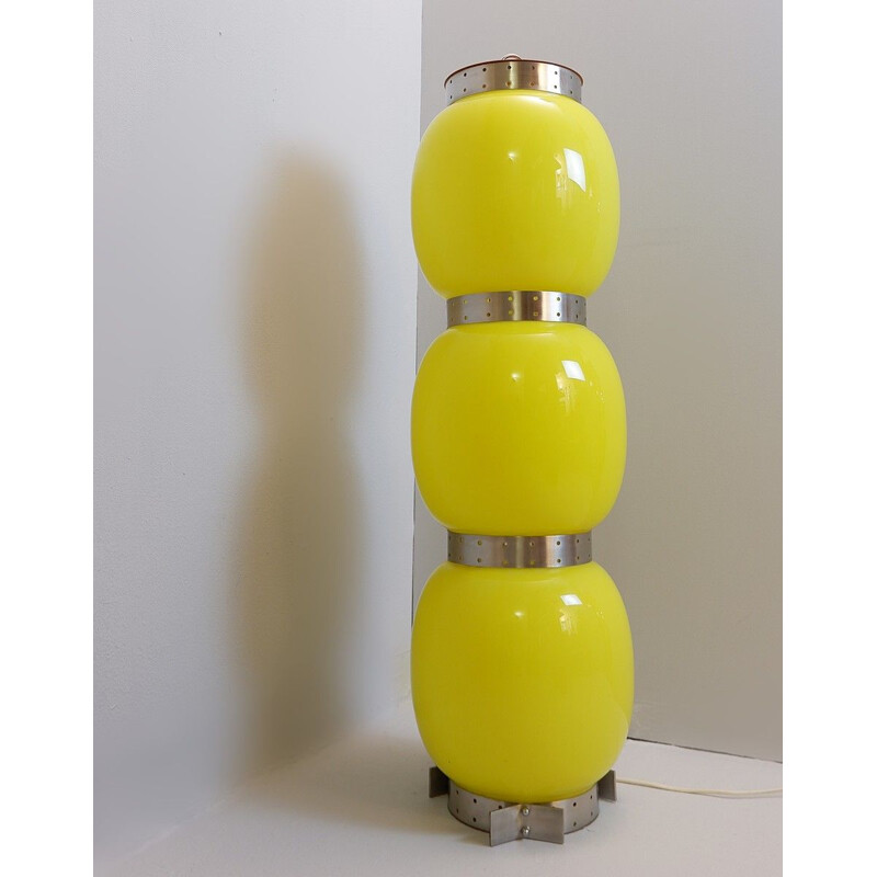 Vintage Floor Lamp Globes In Yellow Italian Glass 1970