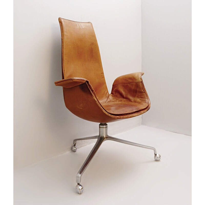 Vintage Office Armchair by Fabricius and Kastholm in Cognac Leather