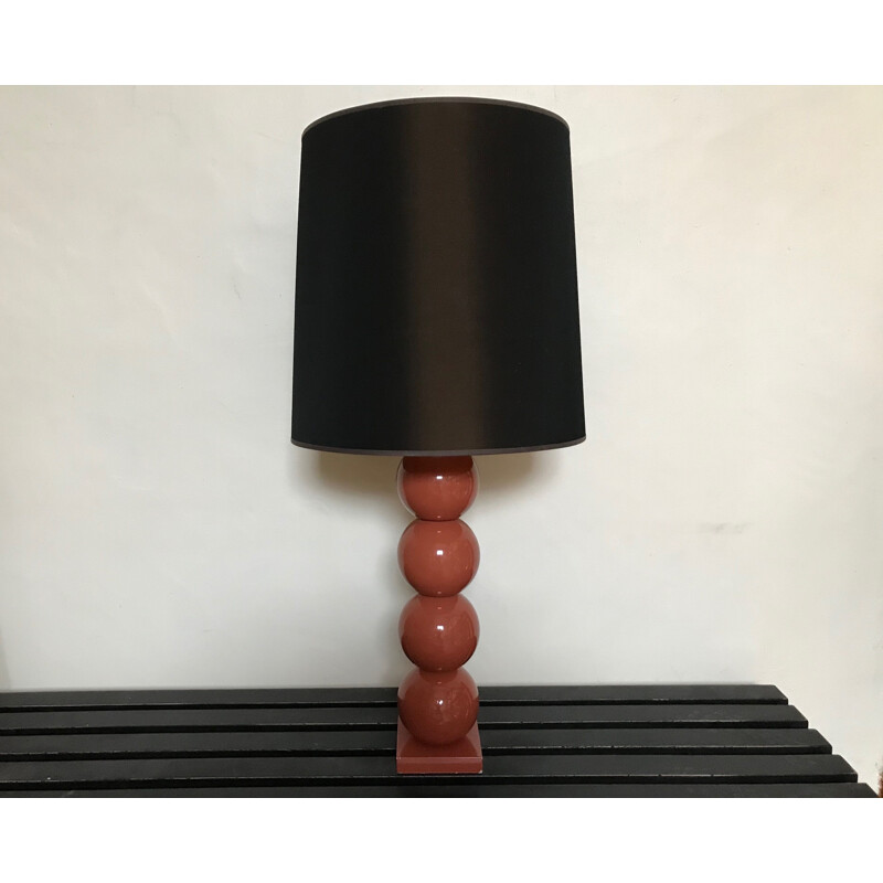 Vintage lacquered wood table lamp for La Fibule, 1990