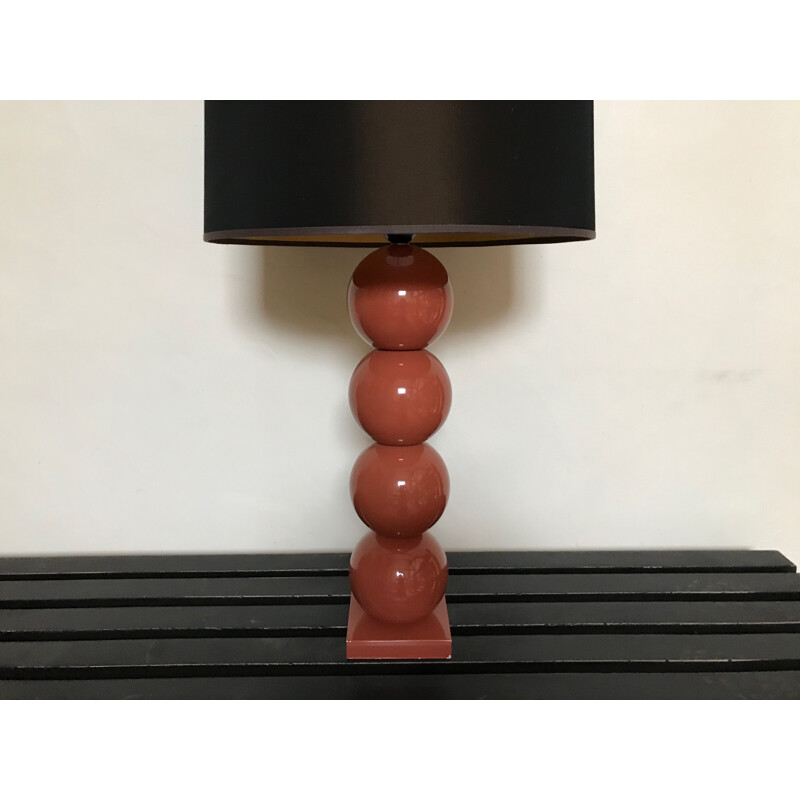 Vintage lacquered wood table lamp for La Fibule, 1990