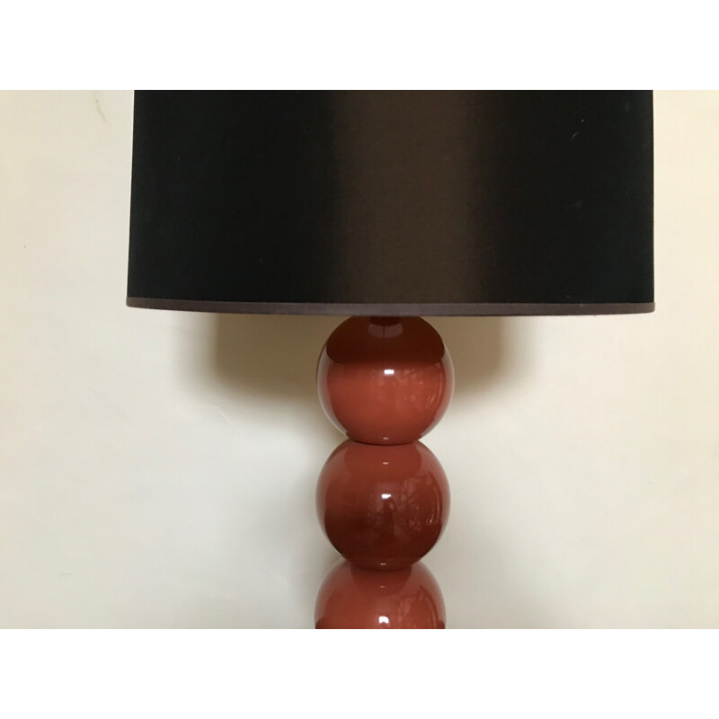 Vintage lacquered wood table lamp for La Fibule, 1990