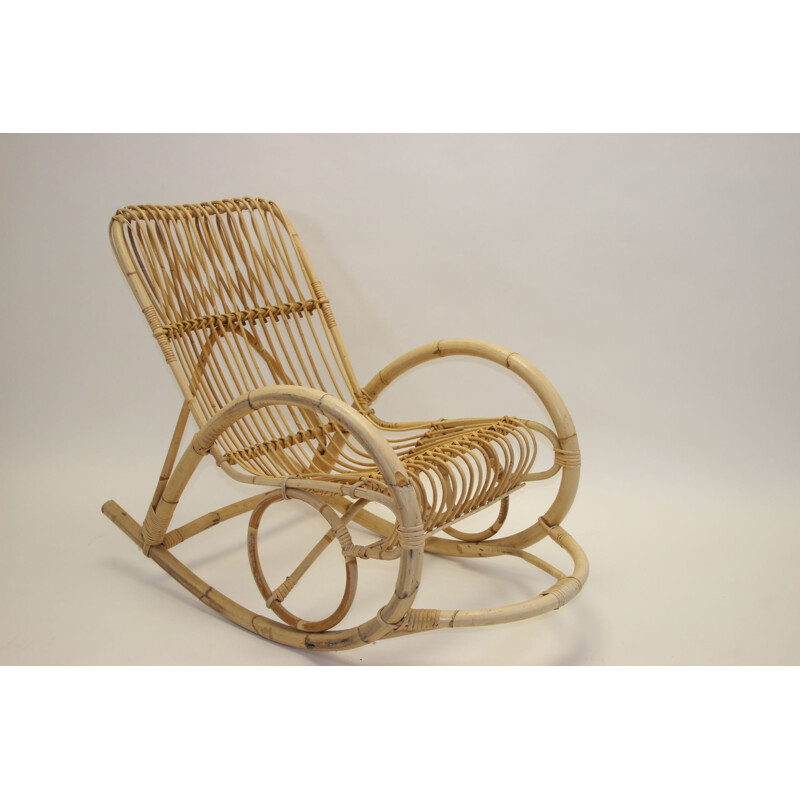 Vintage rattan rocking chair Rohe Noordwolde