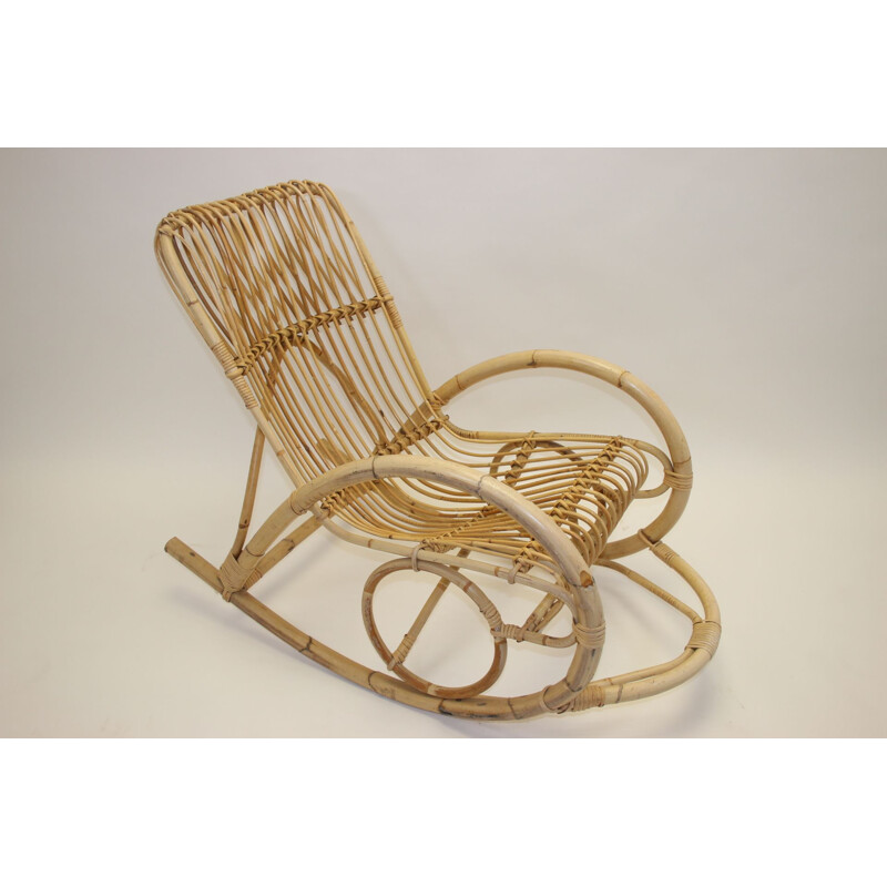 Vintage rattan rocking chair Rohe Noordwolde
