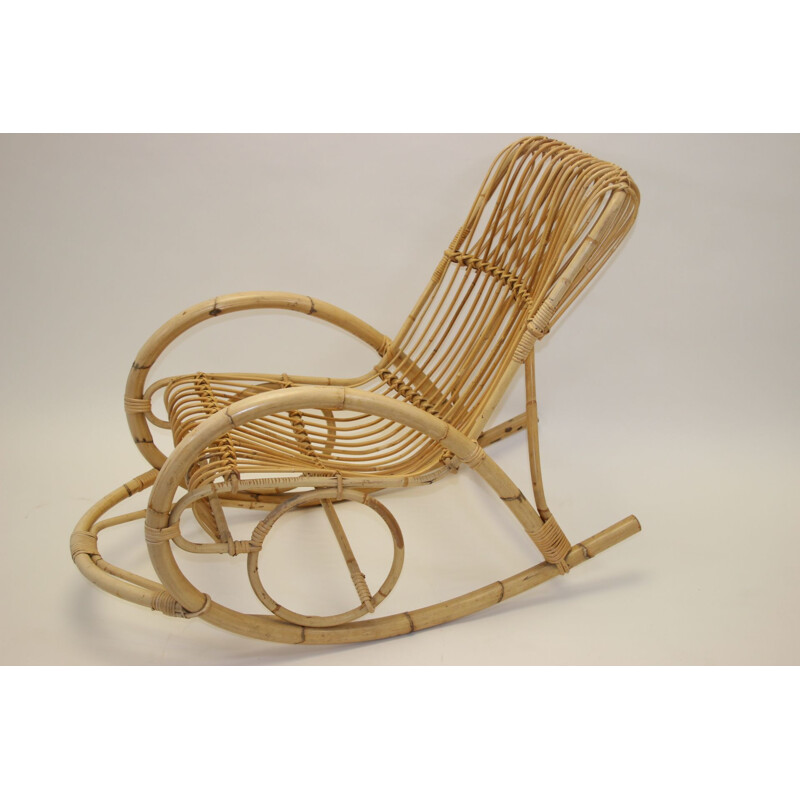 Vintage rattan rocking chair Rohe Noordwolde