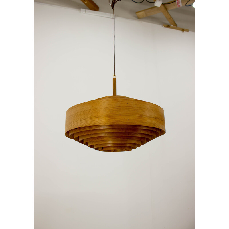 Vintage Hans-Agne Jakobsson Wooden Pendant Lamp for AB Ellysett Markaryd, Sweden 1960s