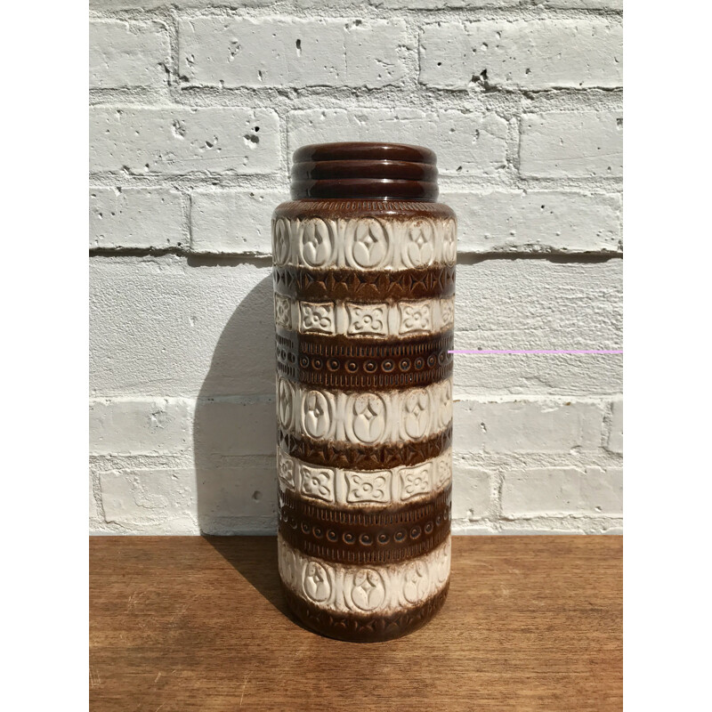 Vintage West German Vase Tall Brown 