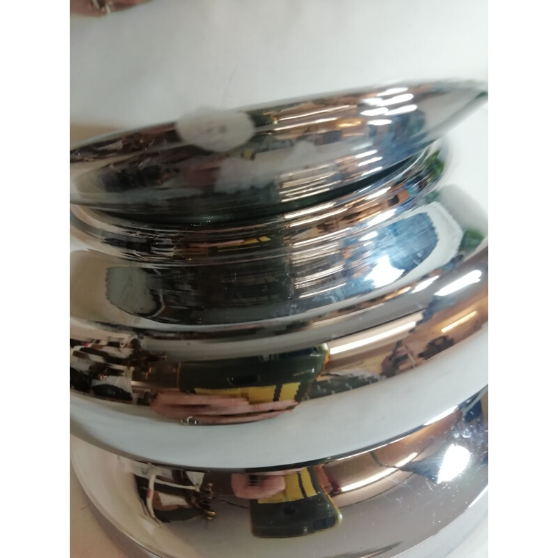 Space Age" vintage tafellamp in fijn glas en chromen metalen voet