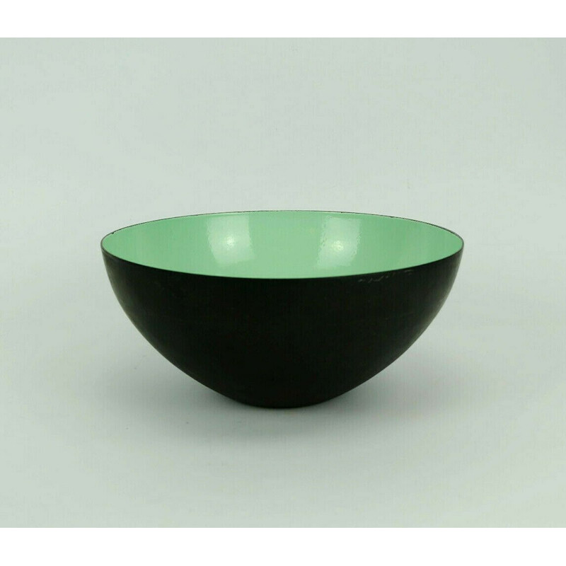 Vintage danish green enamel bowl 1950