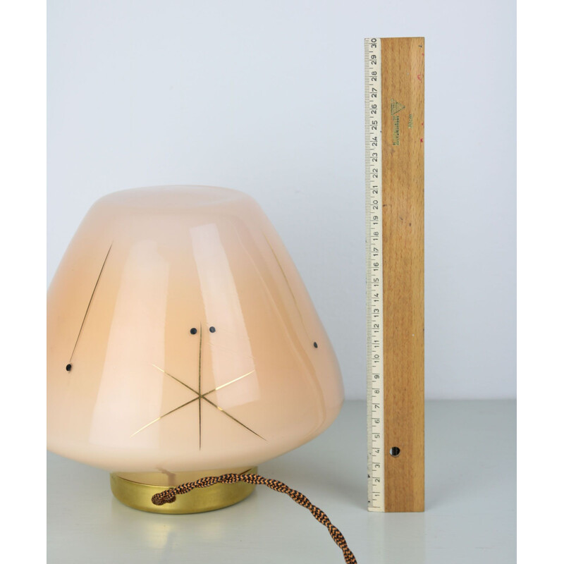 Midcentury glass & brass table lamp