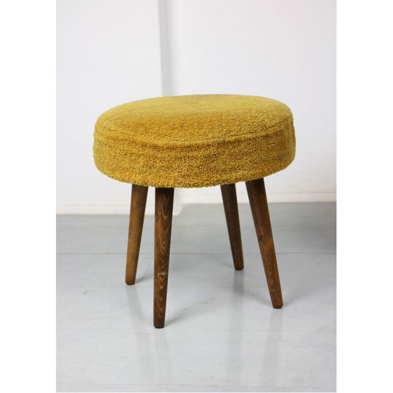 Pair of midcentury yellow tabouret stool