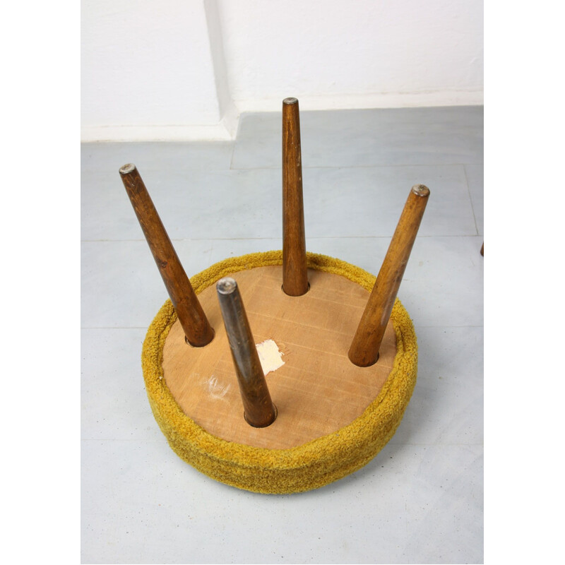 Pair of midcentury yellow tabouret stool