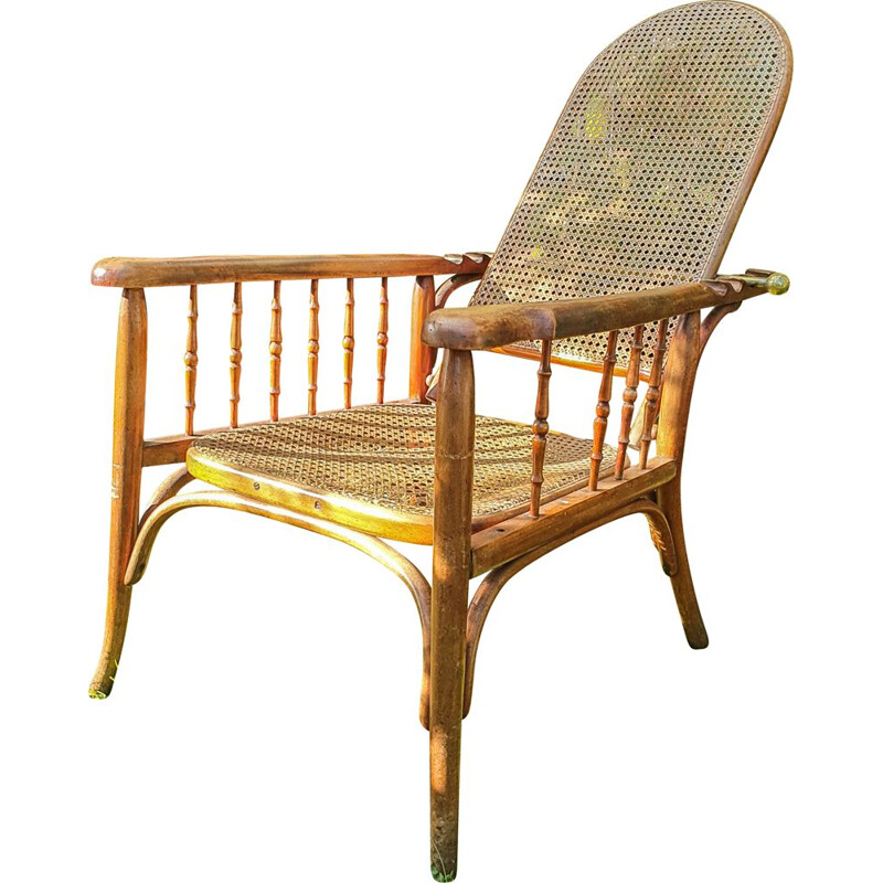 Vintage adjustable bentwood armchair Fischel 1910