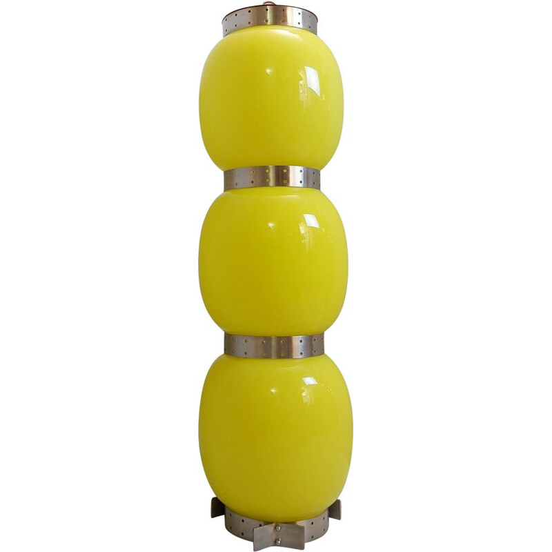Vintage Floor Lamp Globes In Yellow Italian Glass 1970