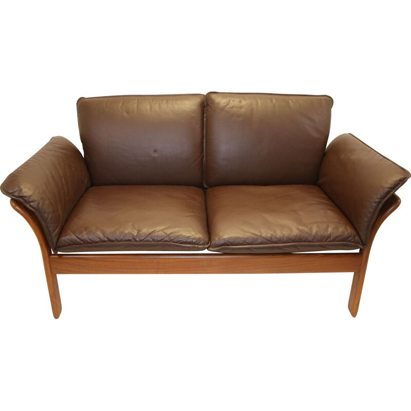 Vintage two-seater leather sofa Dreipunkt