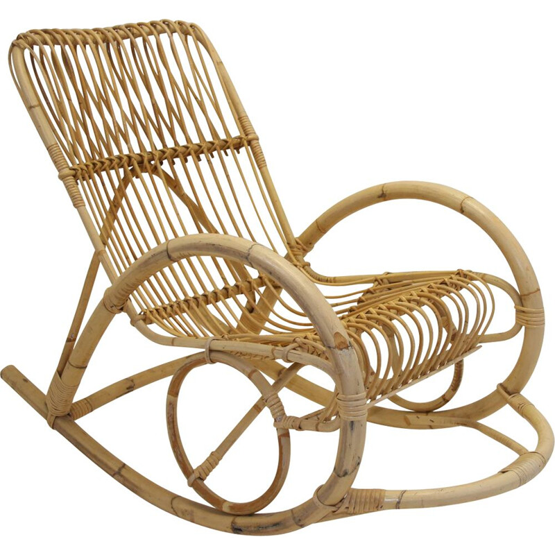 Vintage rattan rocking chair Rohe Noordwolde