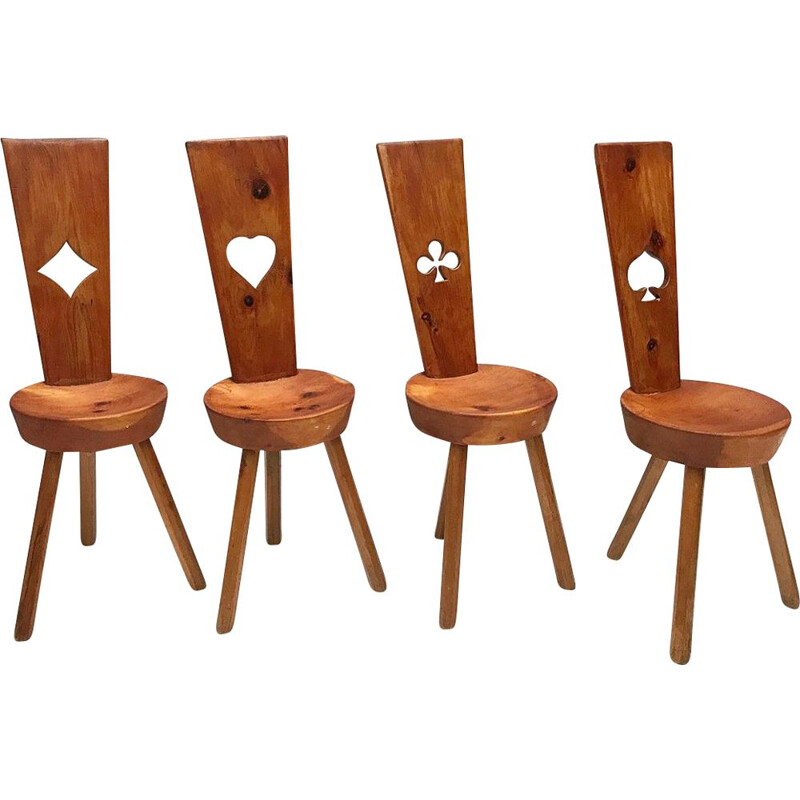 Set of 4 vintage wooden chairs