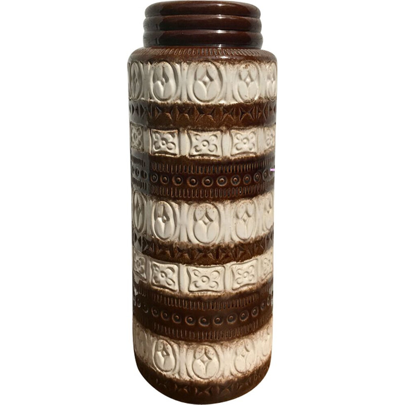 Vase vintage long marron ouest-allemand