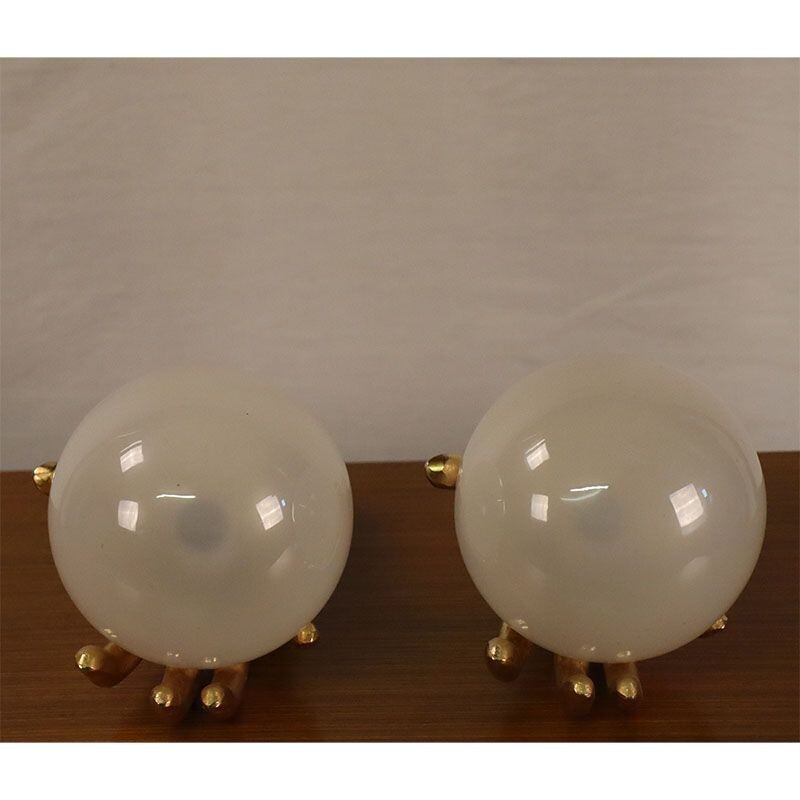 Pair of vintage Arlus bronze wall lights 1950s