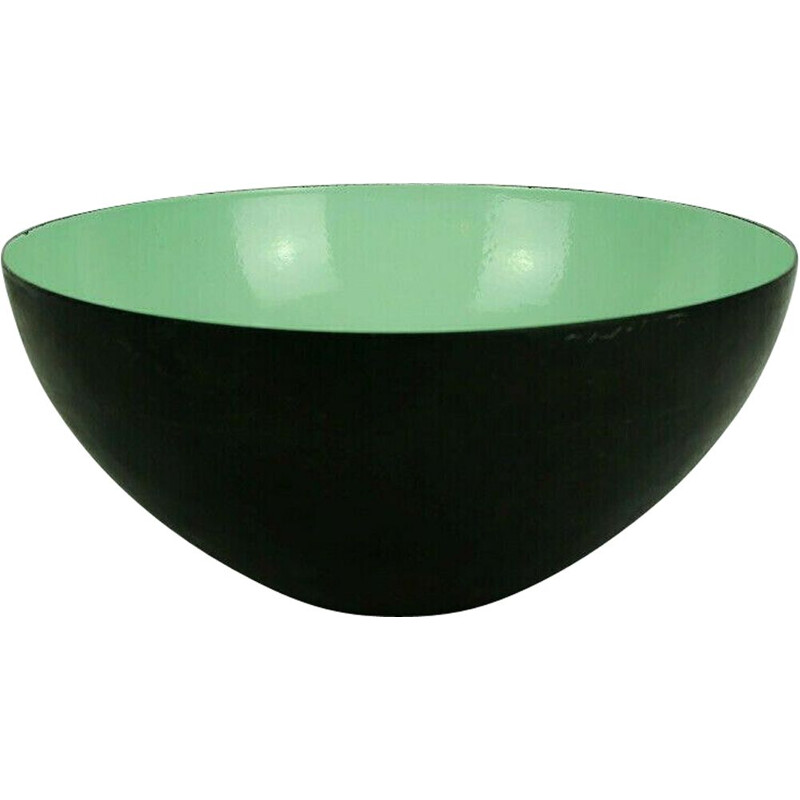 Vintage danish green enamel bowl 1950