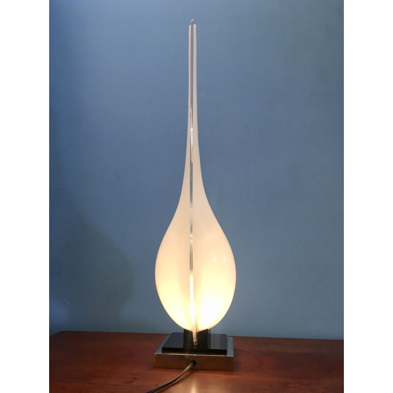 Lampe vintage plexiglas Goutte de Maison Rougier 1970