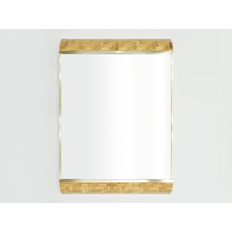 Vintage Italian bamboo and brass mirror by Dal Vera 1970s