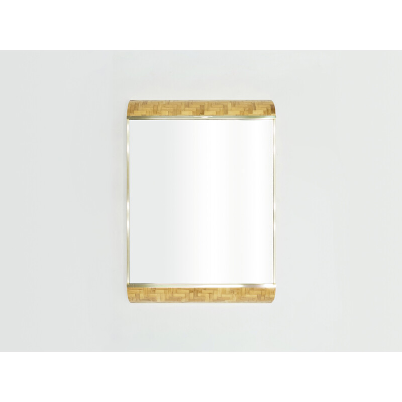 Vintage Italian bamboo and brass mirror by Dal Vera 1970s