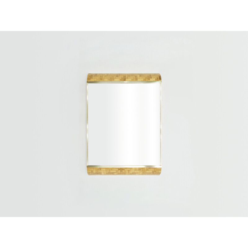 Vintage Italian bamboo and brass mirror by Dal Vera 1970s