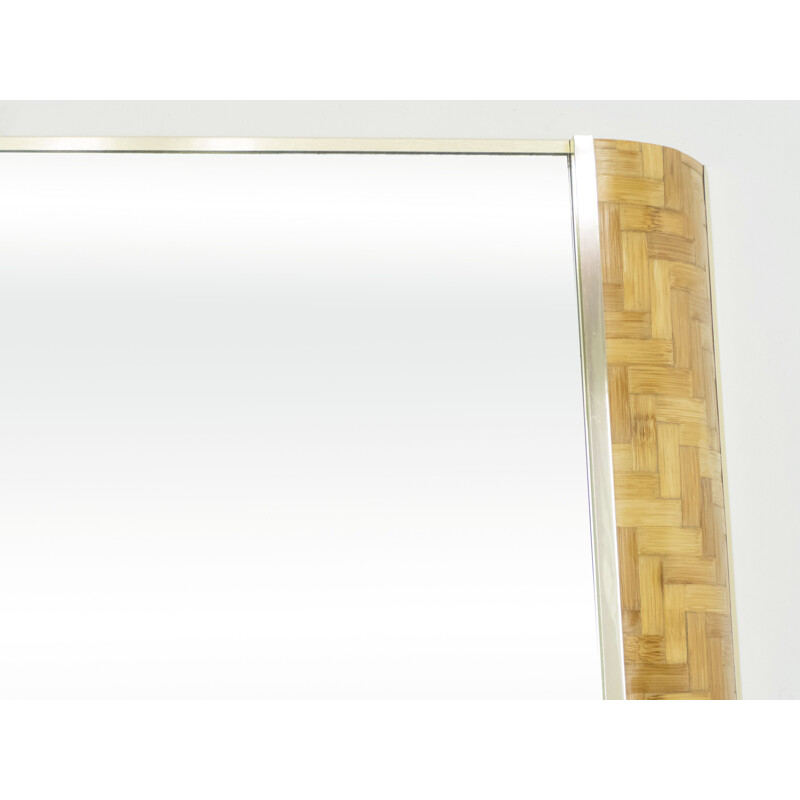 Vintage Italian bamboo and brass mirror by Dal Vera 1970s