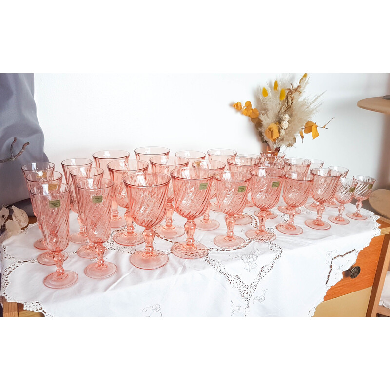 Set of vintage 30 Rosaline glasses 1970s