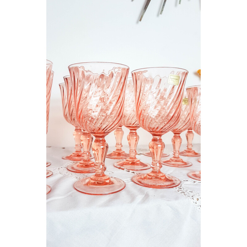 Set of vintage 30 Rosaline glasses 1970s