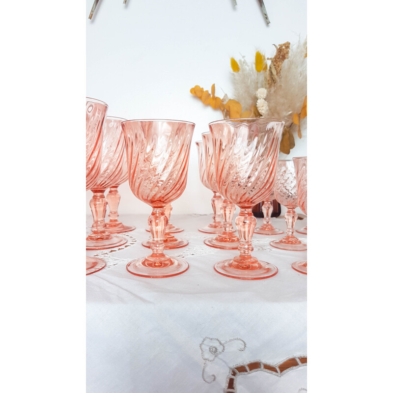 Set of vintage 30 Rosaline glasses 1970s