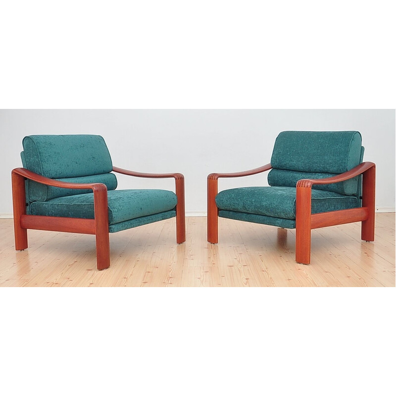 Paar Vintage-Sessel aus massivem Teakholz 1970
