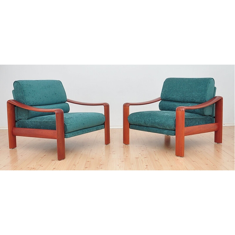 Pair of Vintage Solid teak armchairs 1970s