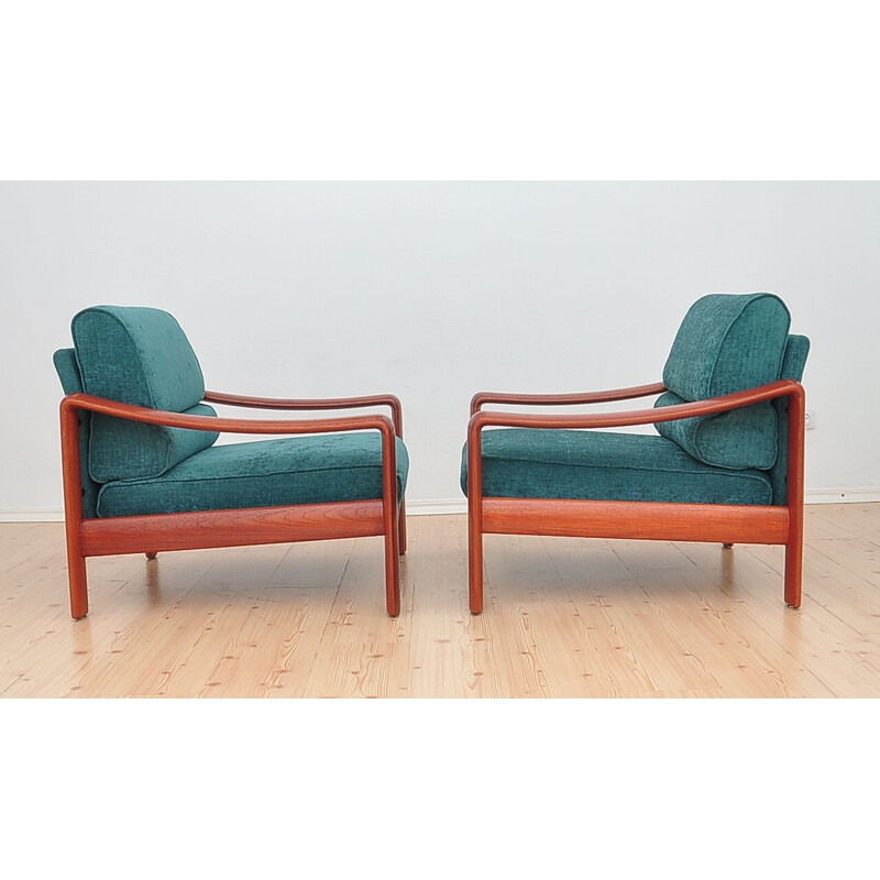 Pair of Vintage Solid teak armchairs 1970s