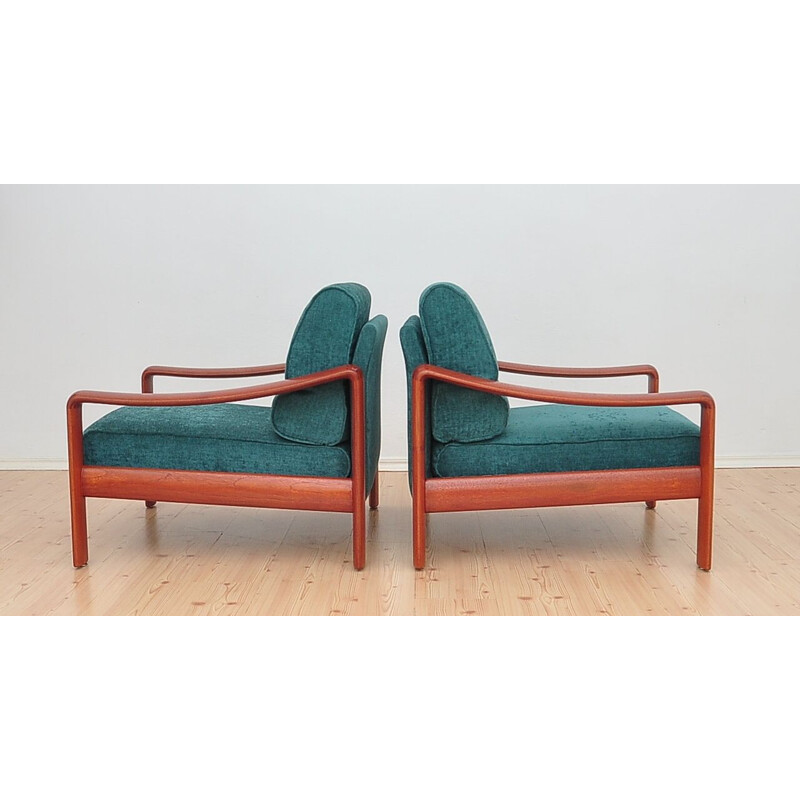 Paire de fauteuils Vintage en teck massif 1970
