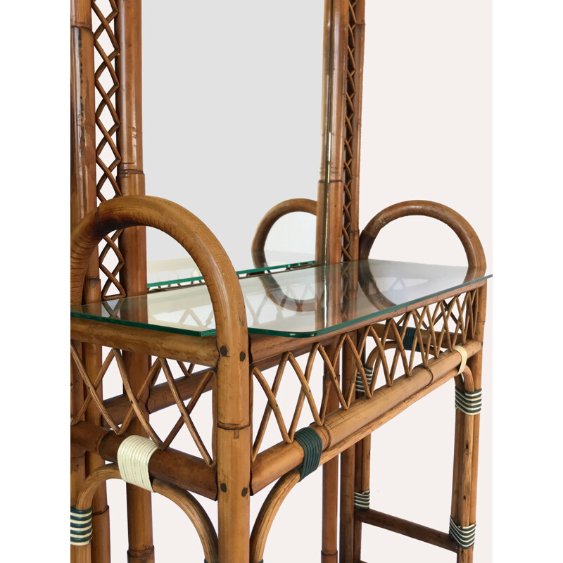 Mesa de entrada Vintage rattan Carlo Giudici Itália 1920