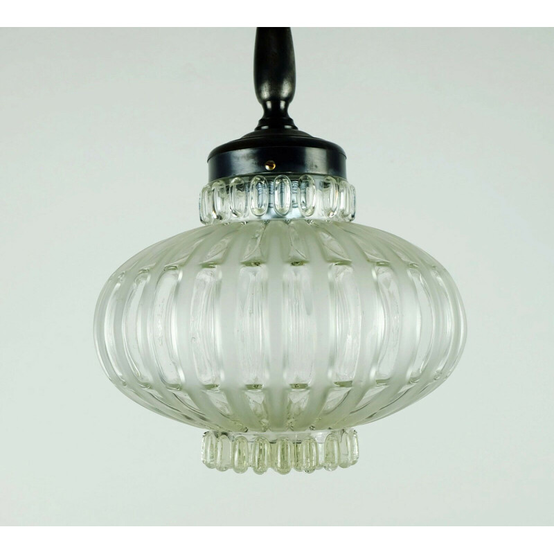 Vintage light and satin bubble glass pendant 1960