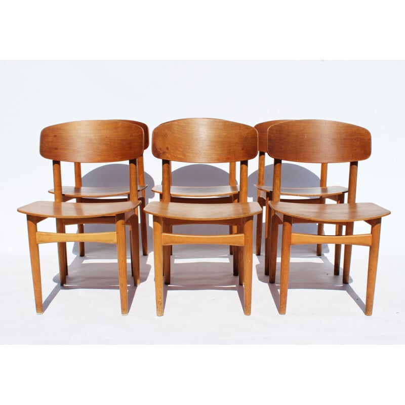 Set of 6 vintage dining chairs in teak by Borge Mogensen 1960s