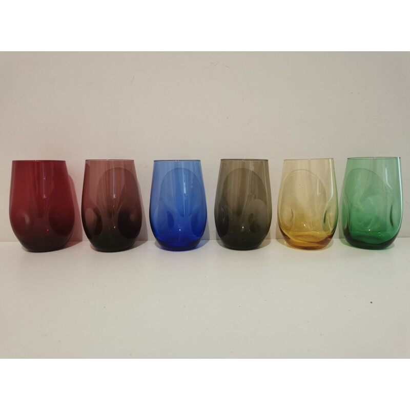 Vintage orangeade set multicoloured blown glass 1960s