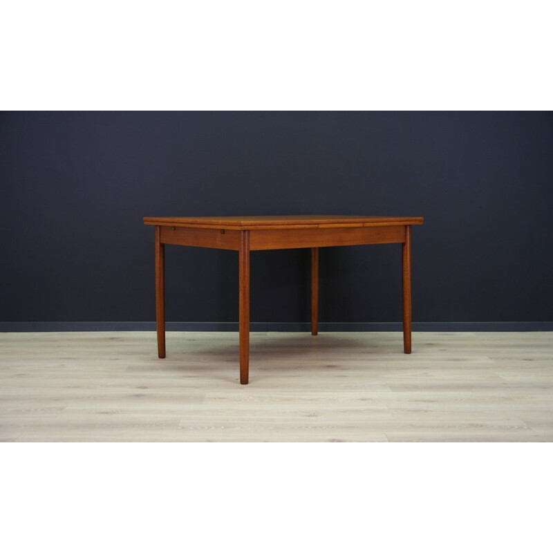 Vintage teak dining table with 2 inserts scandinavian 1960s