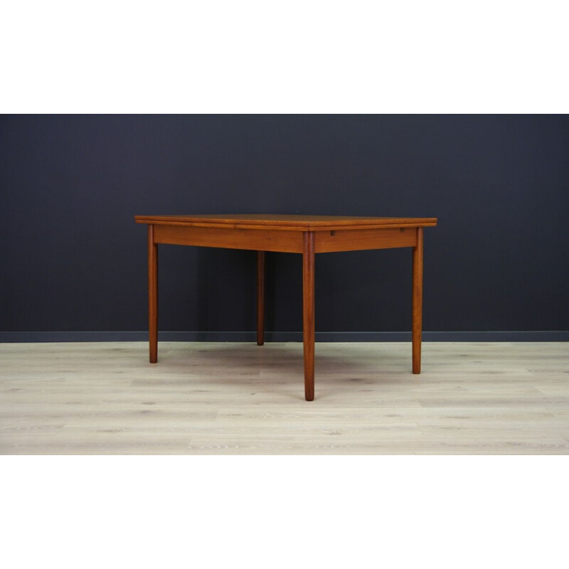 Vintage teak dining table with 2 inserts scandinavian 1960s