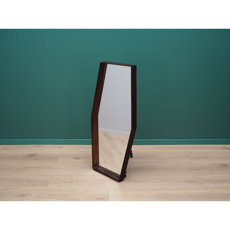 Vintage rosewood Mirror by TH Poss scandinavian 1960s