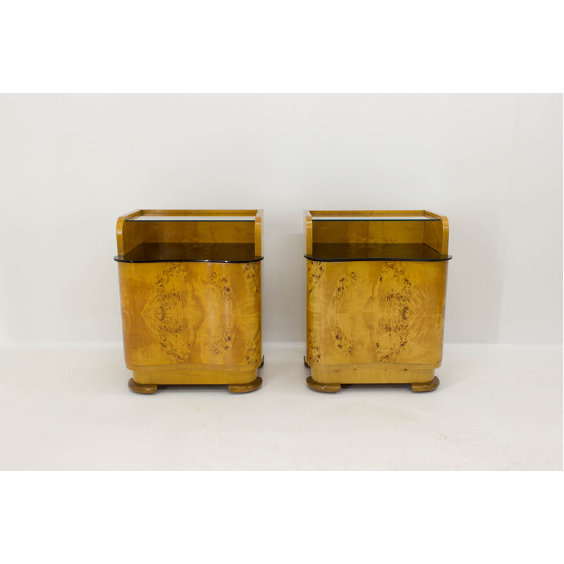 Pair of vintage Bedside Tables by Halabala for UP Zavody Czechoslovakia 1940s