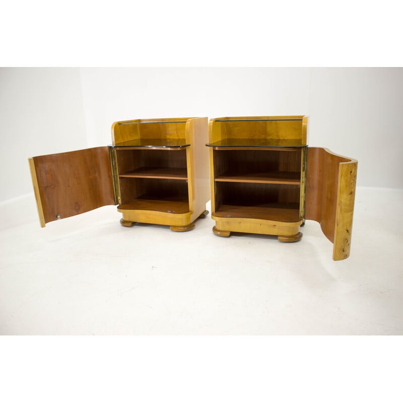 Pair of vintage Bedside Tables by Halabala for UP Zavody Czechoslovakia 1940s
