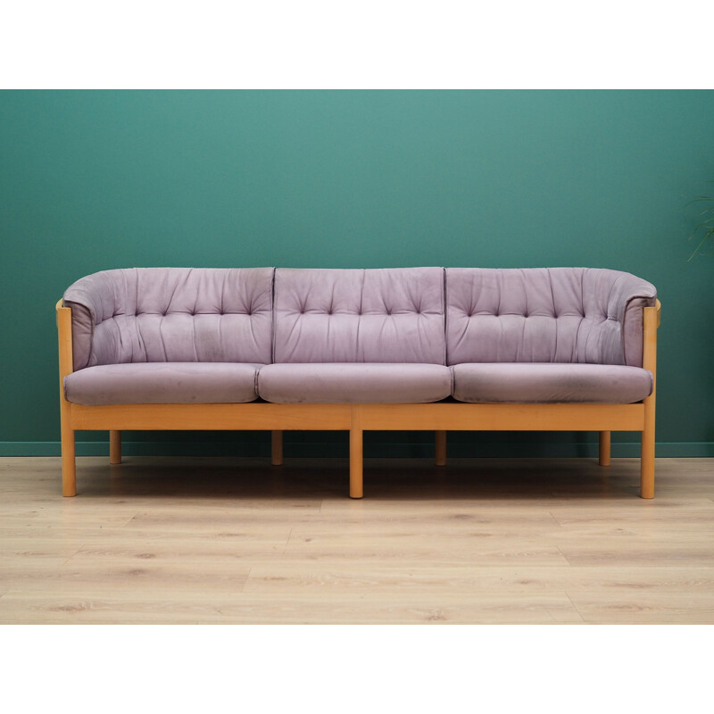 Vintage Scandinavian grey velour sofa Danish 1970