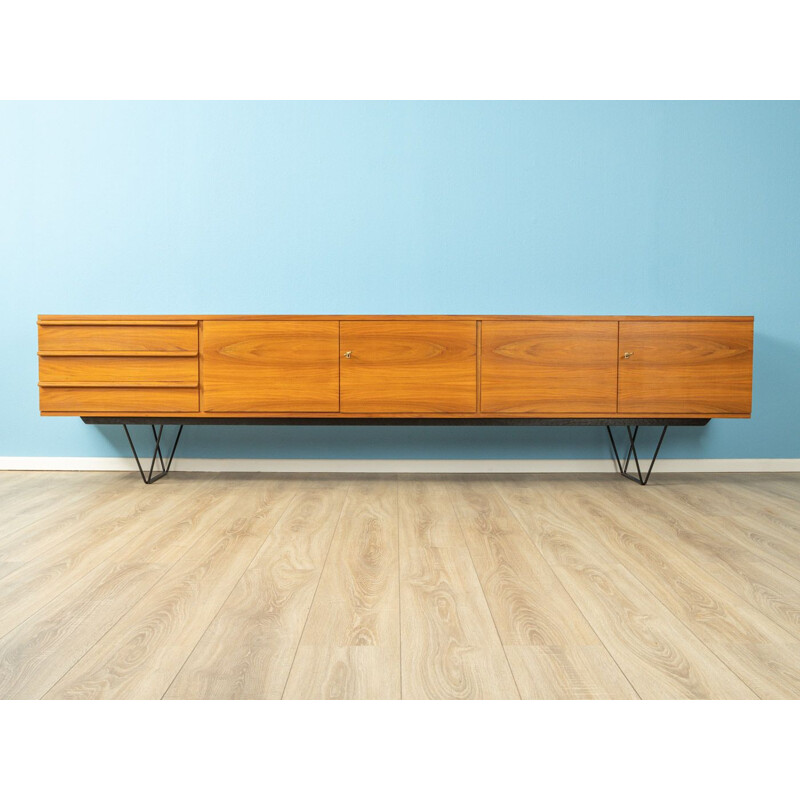 Vintage sideboard in walnut veneer with three drawers Germany 1960s