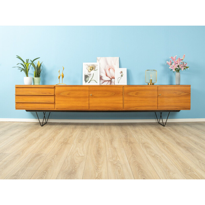 Vintage sideboard in walnut veneer with three drawers Germany 1960s