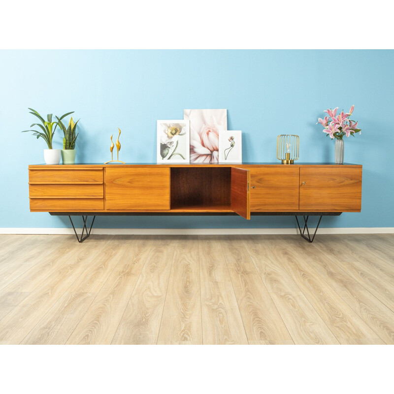 Vintage sideboard in walnut veneer with three drawers Germany 1960s